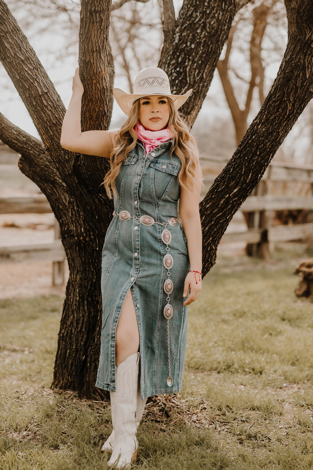 Denim dress western best sale