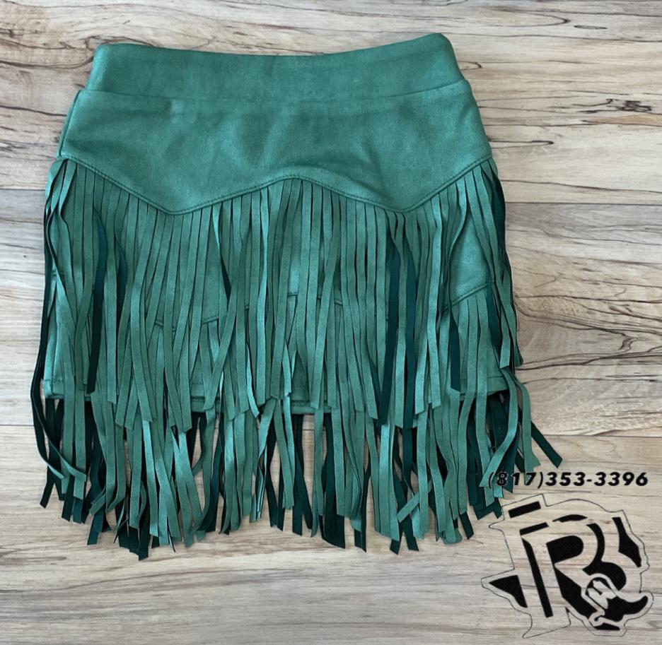 GIRLS LINA FRINGE GREEN SKIRT – Botas Rojero