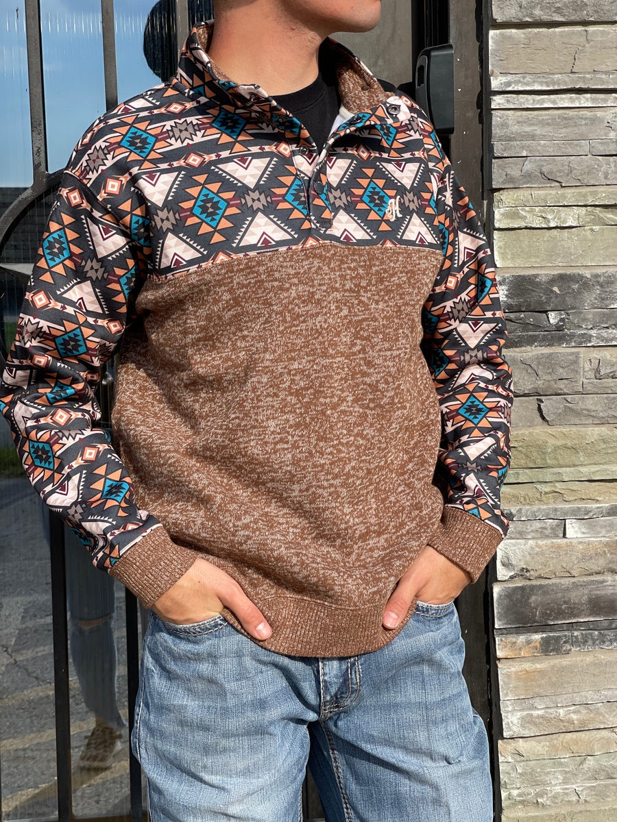 Stevie ”  Tan Pullover with Brown Tan Aztec Pattern – Botas Rojero