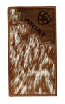 Ariat Western Wallet Mens Rodeo Calf Hair Embossed Logo Brown |A3562302