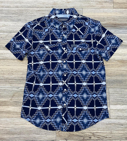 MENS PANHANDLE BLUE WOVEN SHORT SLEEVE SHIRT |TMN3S04889