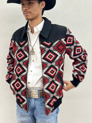 “ Ramsey ” | MENS WOOL AZTEC COAT POWER RIVER SCARLET | PRM092RZZD