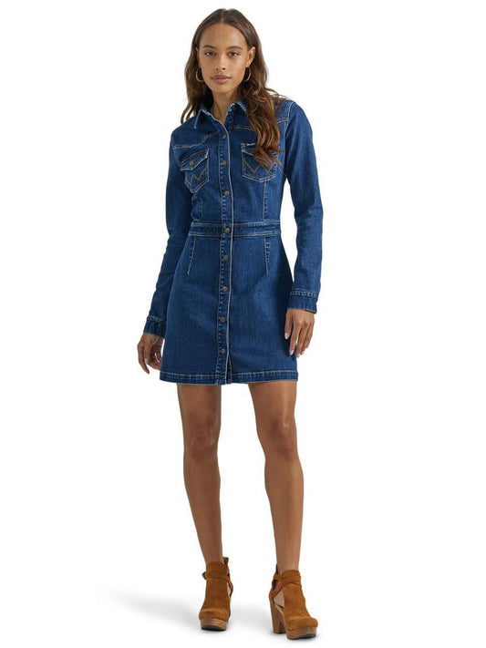 WOMENS WRANGLER® LONG SLEEVE DENIM JACKET DRESS | 112353126