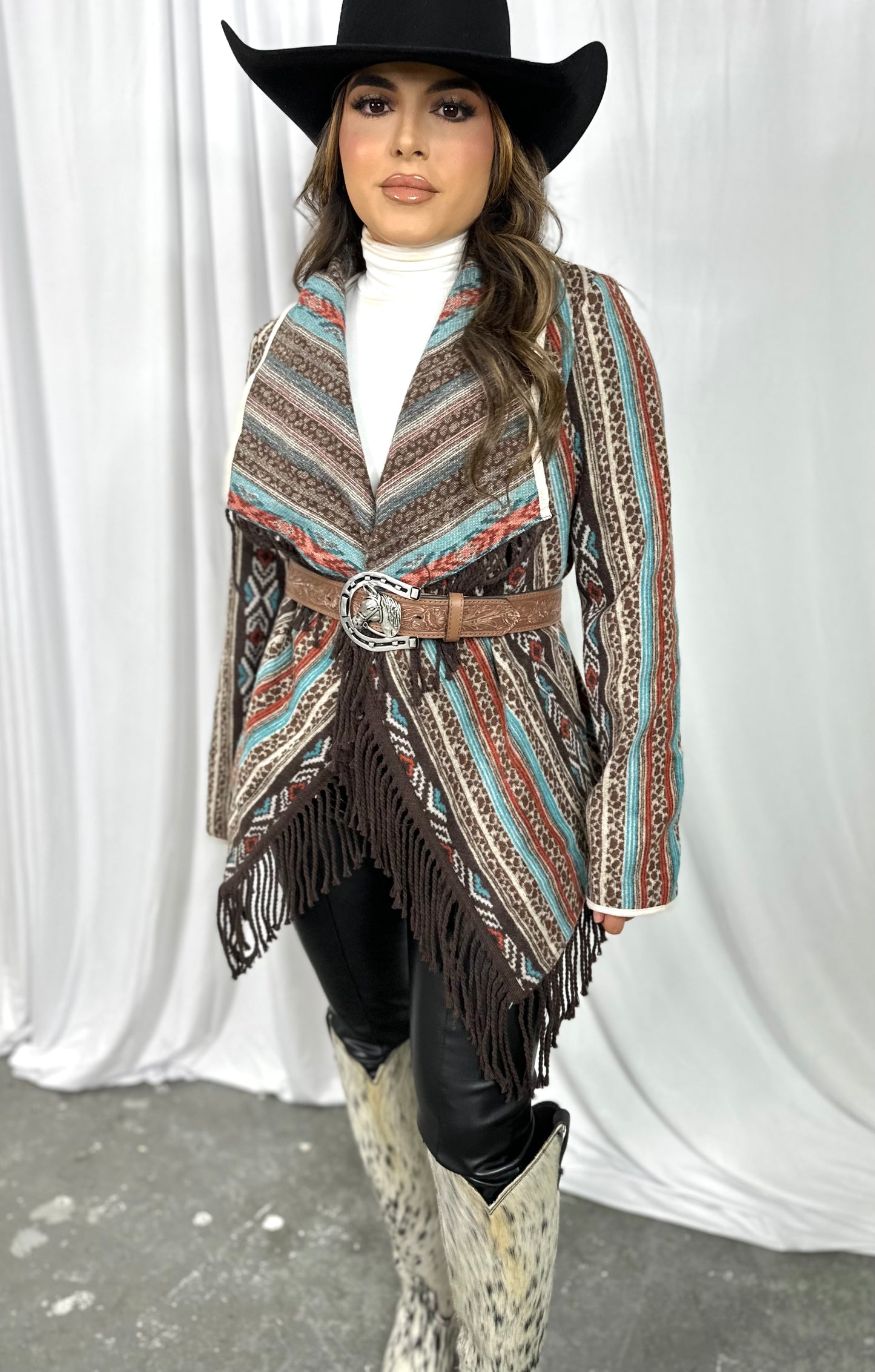 LADIES AZTEC WOOL JACKET DARK BROWN | PRWO92RZYX