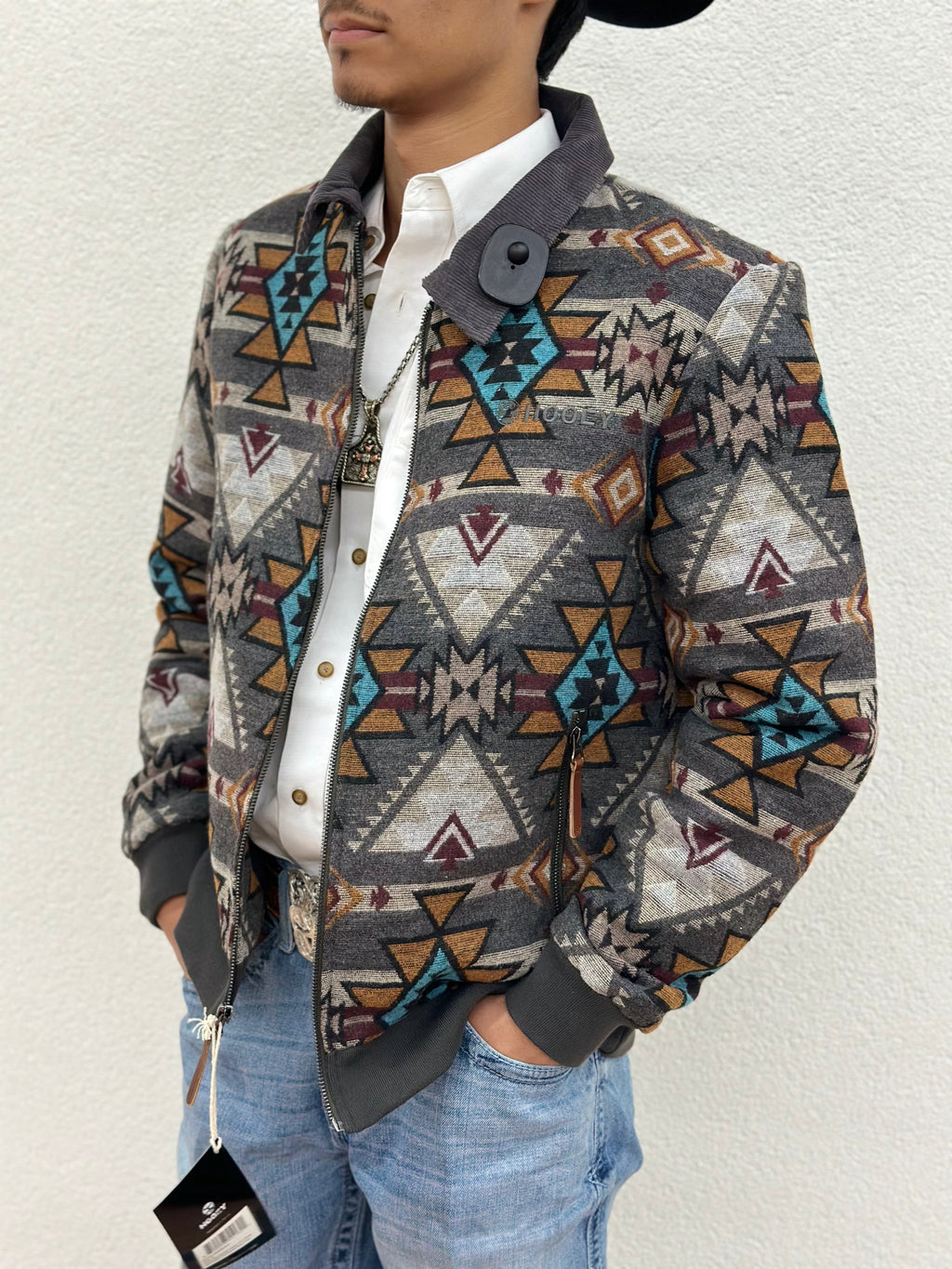 “ Nicholas “ | Hooey MENS bomber jacket tan/brown Aztec pattern | HJ090BRAZ