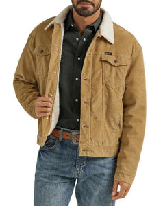 Wrangler Men's Cowboy Cut Sherpa Lined Corduroy Brown Jacket |112352872