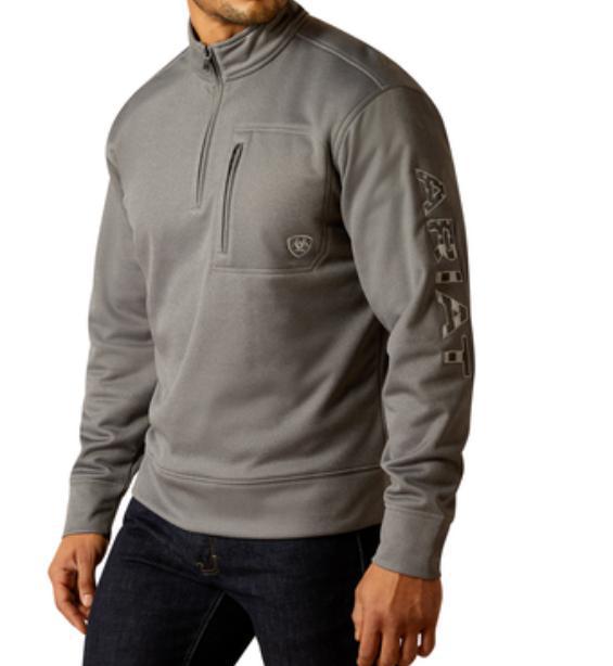 MENS ARIAT TEAM LOGO SWEATSHIRT GREY/AMERICANA |10051971