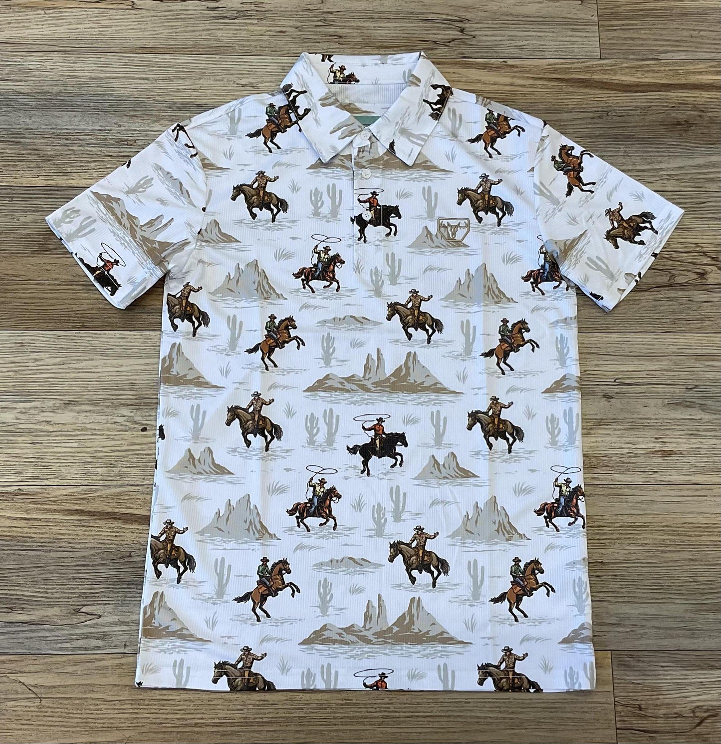 ‘’MAKE’’ MENS PLATINI WHITE HORSE PRINT  POLO | PGP10150