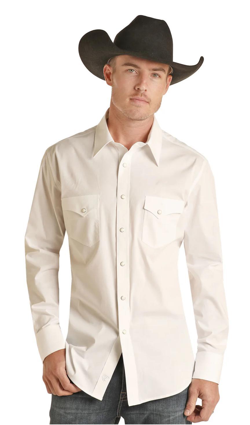 MENS WHITE STRETCH POPLIN WHITE PANHANDLE | RRMSOSRZ5Z