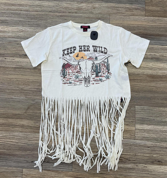 WOMENS ROCK & ROLL  KEEP HER WILD FRINGE TEE |BW21T04520