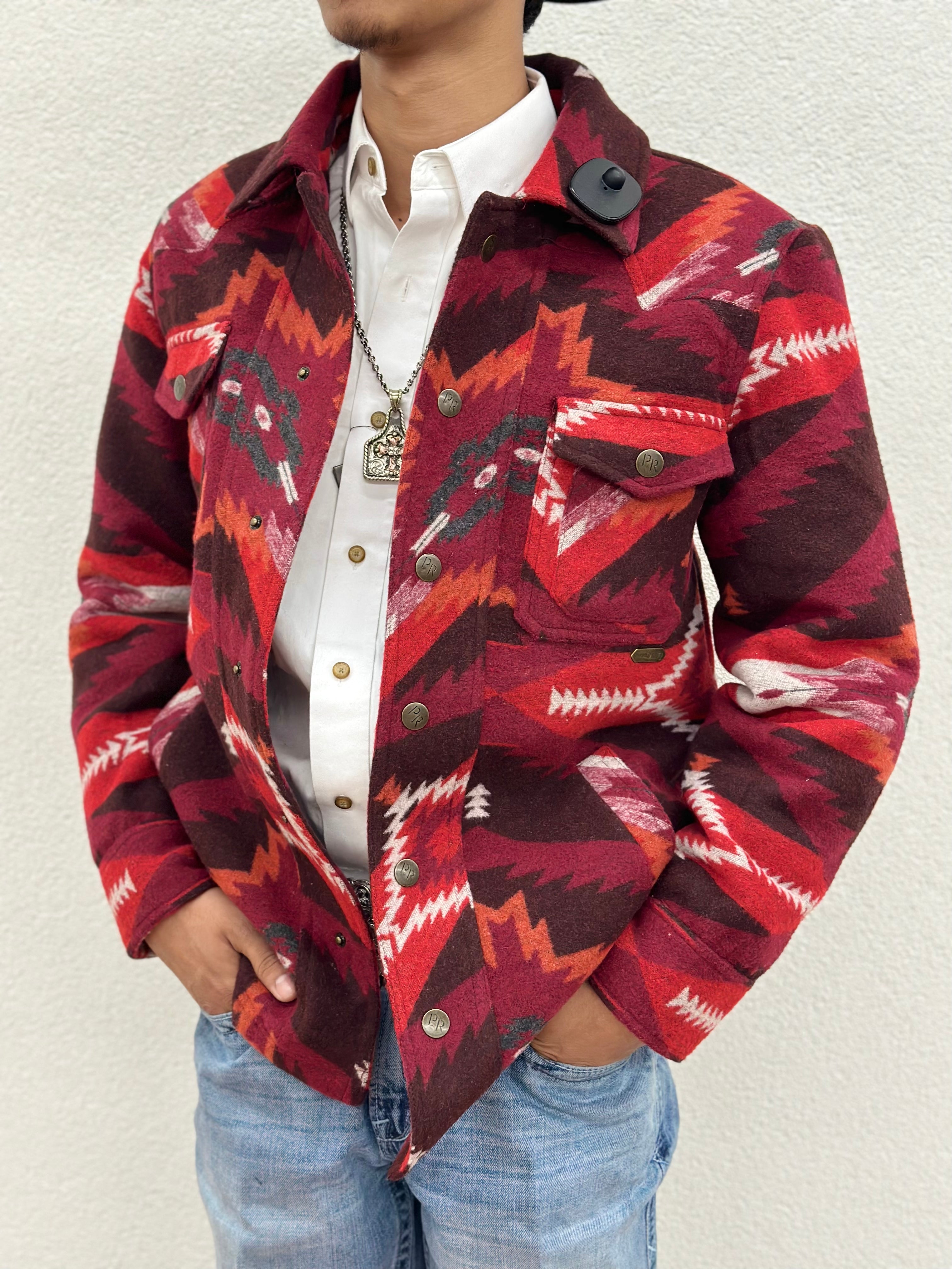 “ Commander “ | MENS AZTEC WOOL JACKET WINE PANHANDLE PRM092RZZC