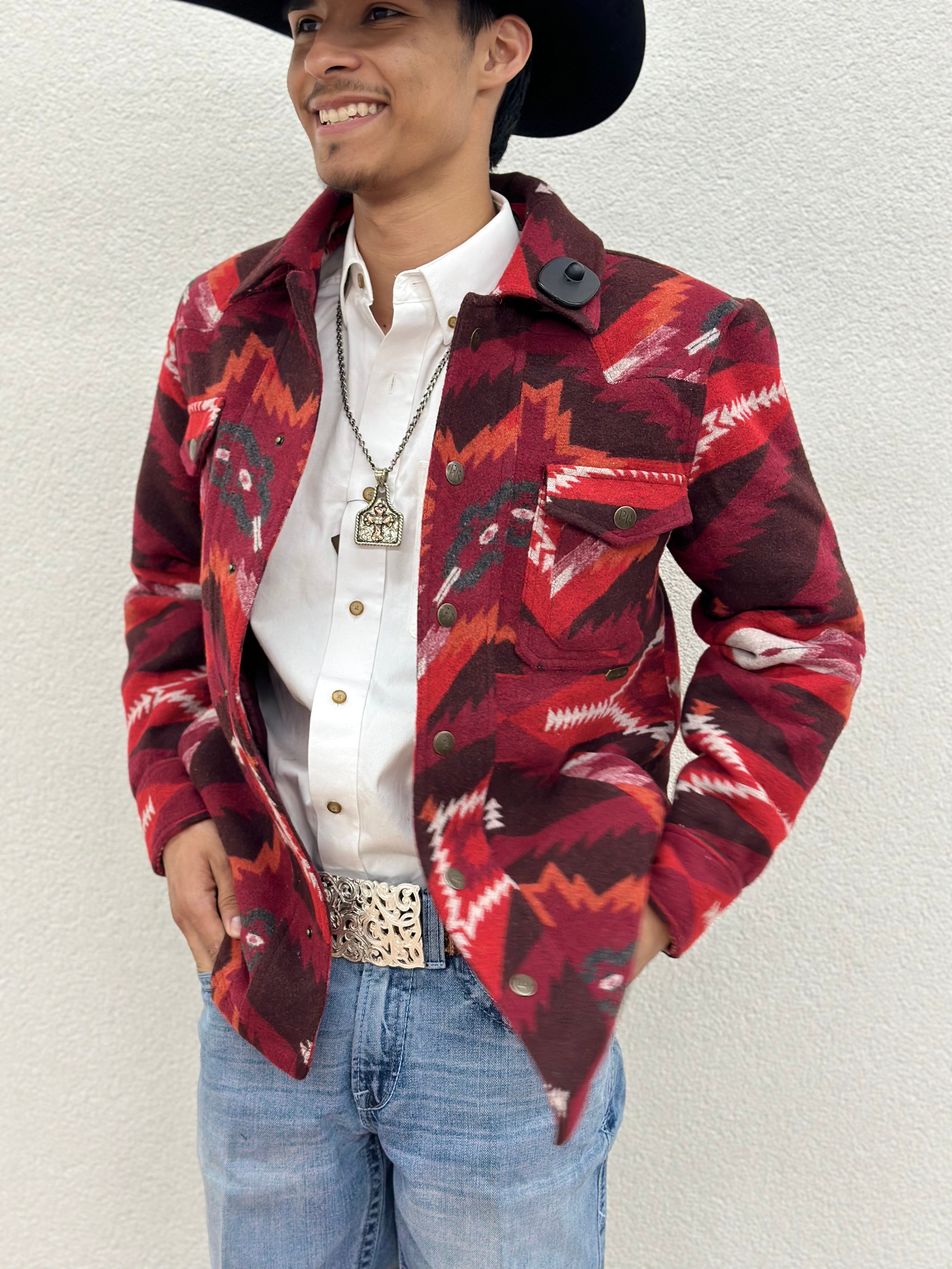 “ Commander “ | MENS AZTEC WOOL JACKET WINE PANHANDLE PRM092RZZC