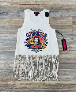 Womens Rock & Roll cowgirl Fringe Tank eggshell| BW20T04016