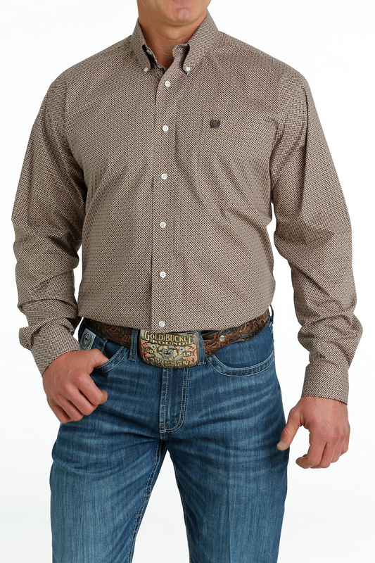 CINCH KHAKI GEOMETRIC PRINT - MENS SHIRT - |MTW1105656