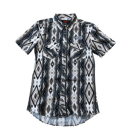 Mens Rock & Roll short sleeve 2pkt Aztec Black Shirt | BMN3S03939