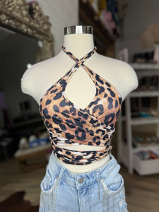 CHEETAH CRISS CROSS TOP