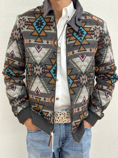 “ Nicholas “ | Hooey MENS bomber jacket tan/brown Aztec pattern | HJ090BRAZ