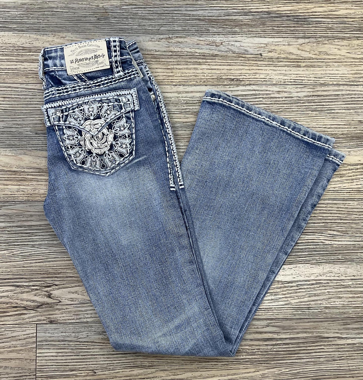 “BRAVE “ | Girls Western Jeans Stone rhinestone |A1073-PBK