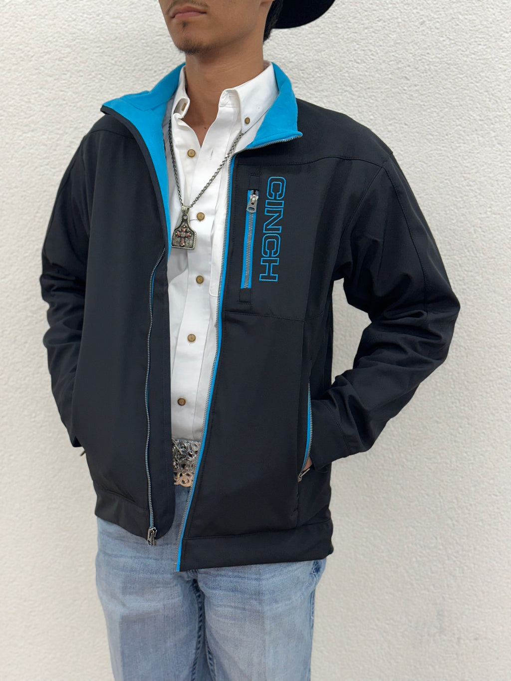 MENS CINCH SOLID BONDED JACKET BLACK / BLUE|  MWJ1077067