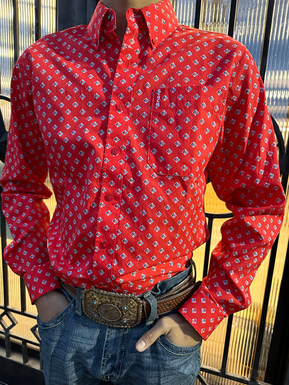 Mens Cinch Red Long Sleeve