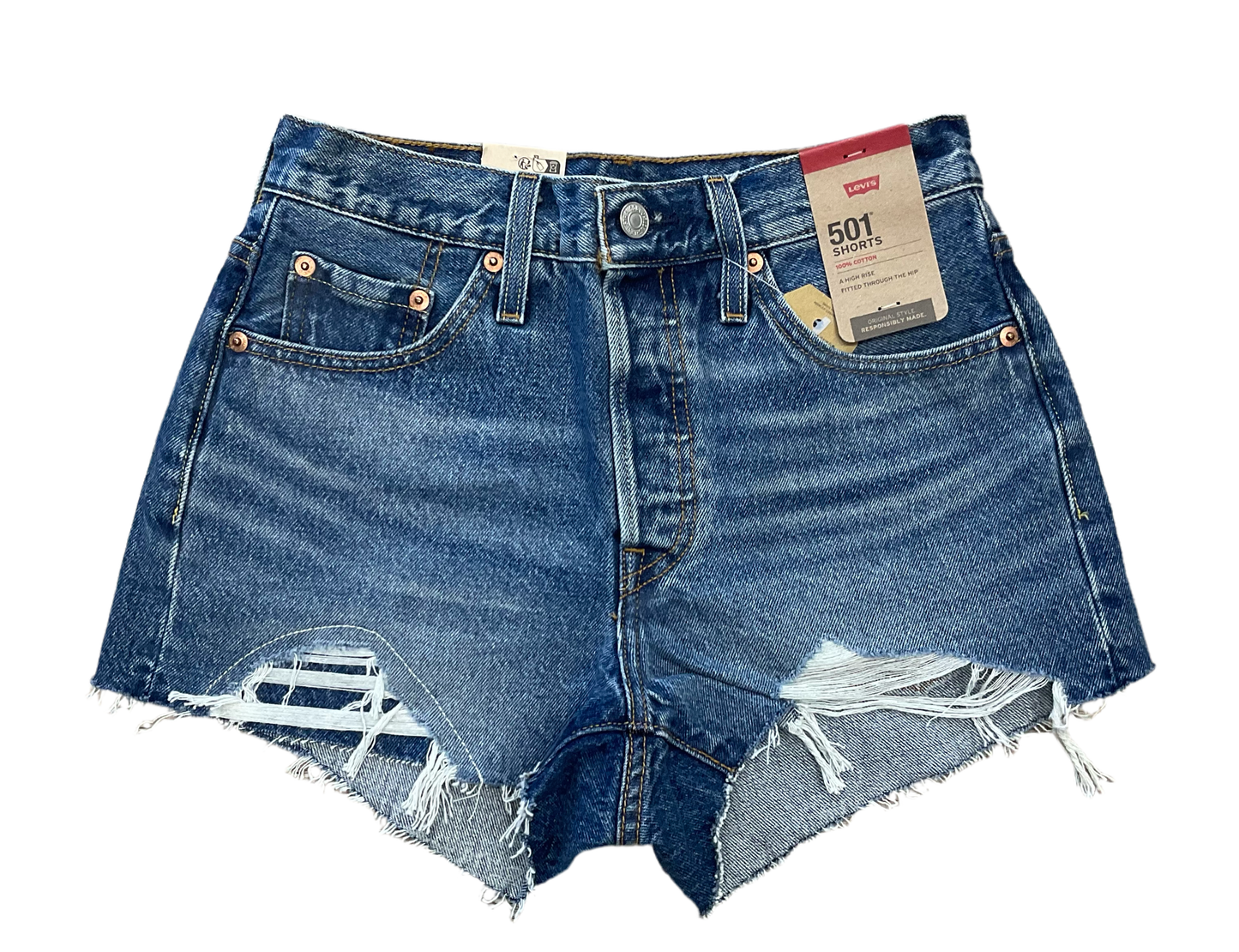 Levi's® 501 Original High Rise Distressed Hem Cut Off Shorts |563270401