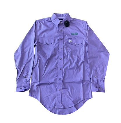 Mens Rock & Roll Long Sleeve Solid Poplin Snap Purple Shirt | PMN2S03201