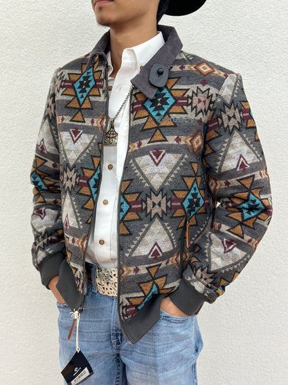 “ Nicholas “ | Hooey MENS bomber jacket tan/brown Aztec pattern | HJ090BRAZ