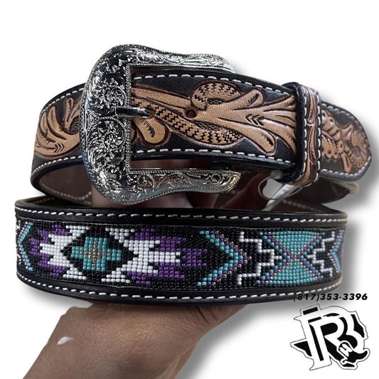 ‘’ALONSO ‘’ BEADED PURPLE  MENS BELT | BT1017