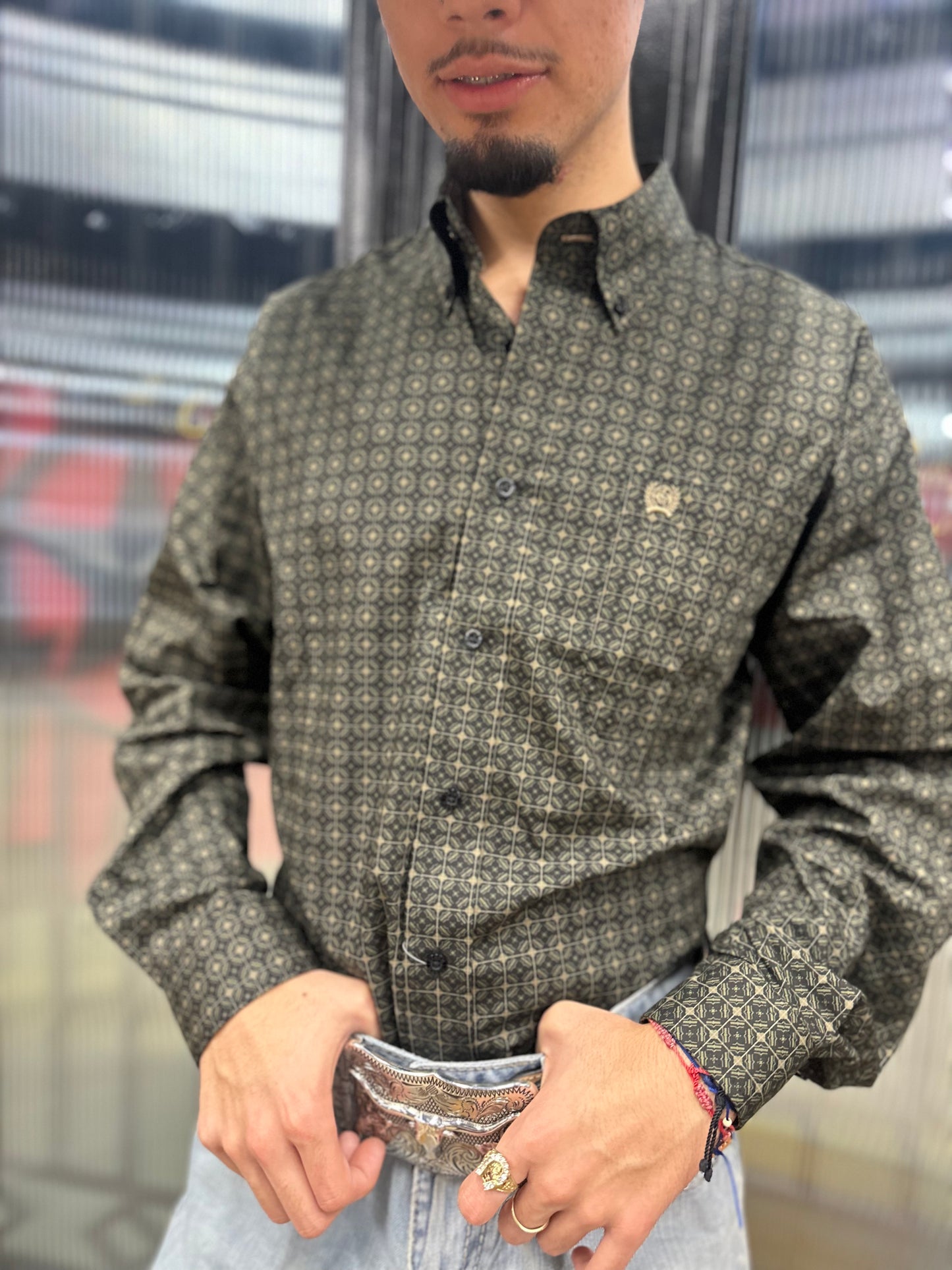 CINCH BLACK GEOMETRIC PRINT - MENS SHIRT | MTW1105663