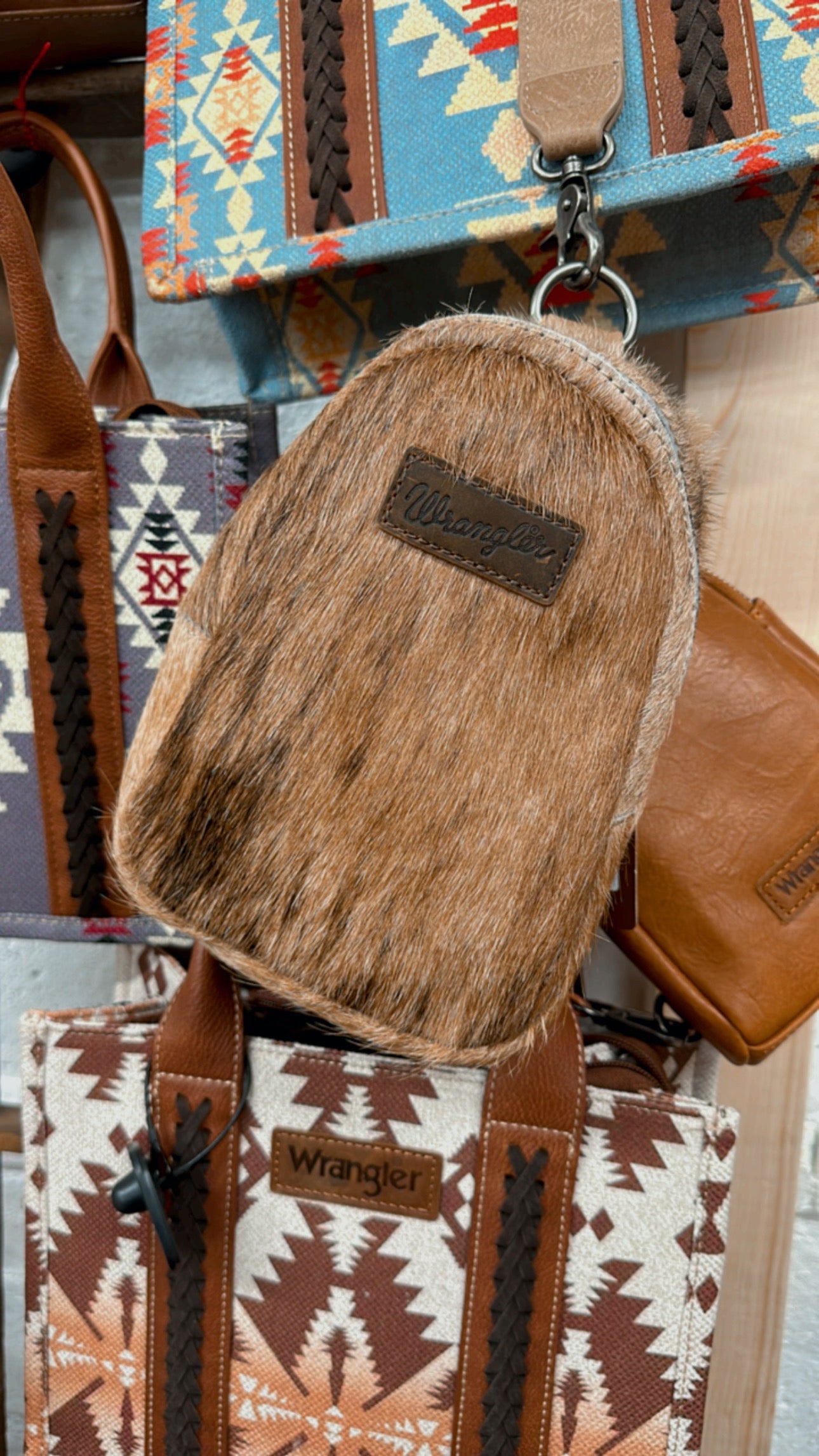 WRANGLER COWHIDE SLING BAG