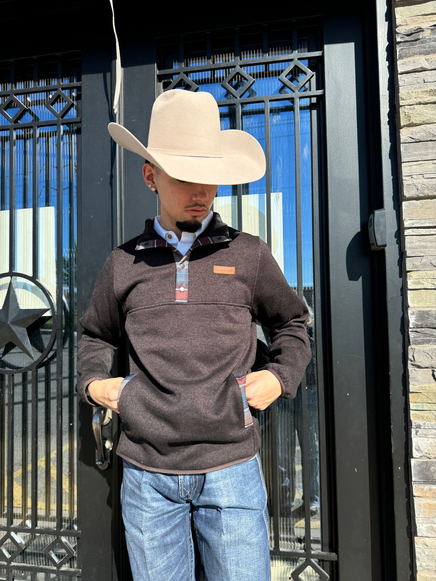 CINCH MEN'S BROWN PULLOVER SWEATER |MWK1534007