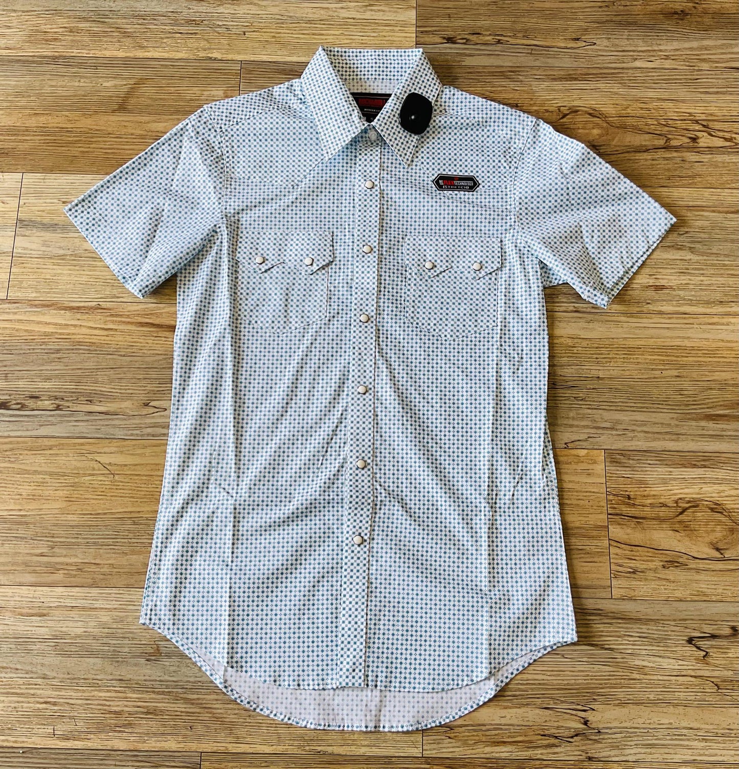 Mens Rock & Roll short sleeve 2pkt Diamond turquoise shirt | BMN3S03941