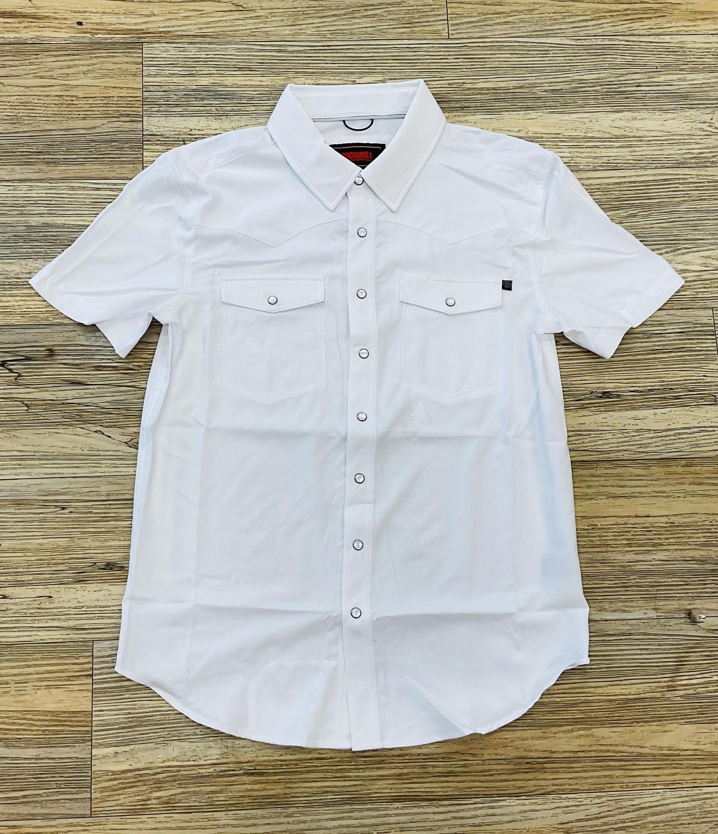 MENS ROCK & ROLL WHITE TEK SHORT SLEEVE SOLID RIPSTOP SNAP  | BMN3S02400