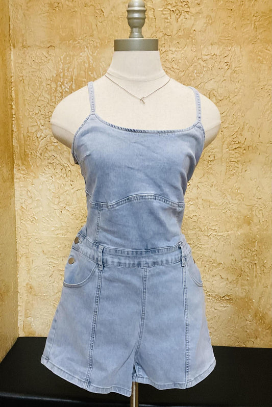 KARO DENIM JUMPSUIT SHORT