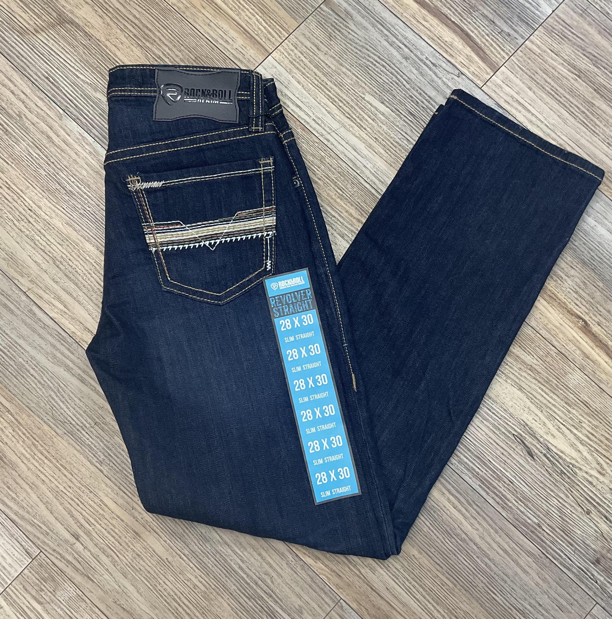 MENS ROCK & ROLL ROPE STITCH EMB SLIM STRAIGHT DARK VINTAGE |BM1RD05572 BLUE LABEL