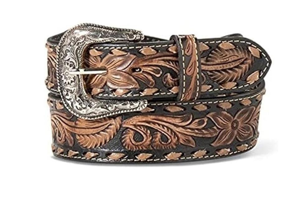 Ariat Belt Men's Hand Tooled Floral Pattern Leather - A10416107