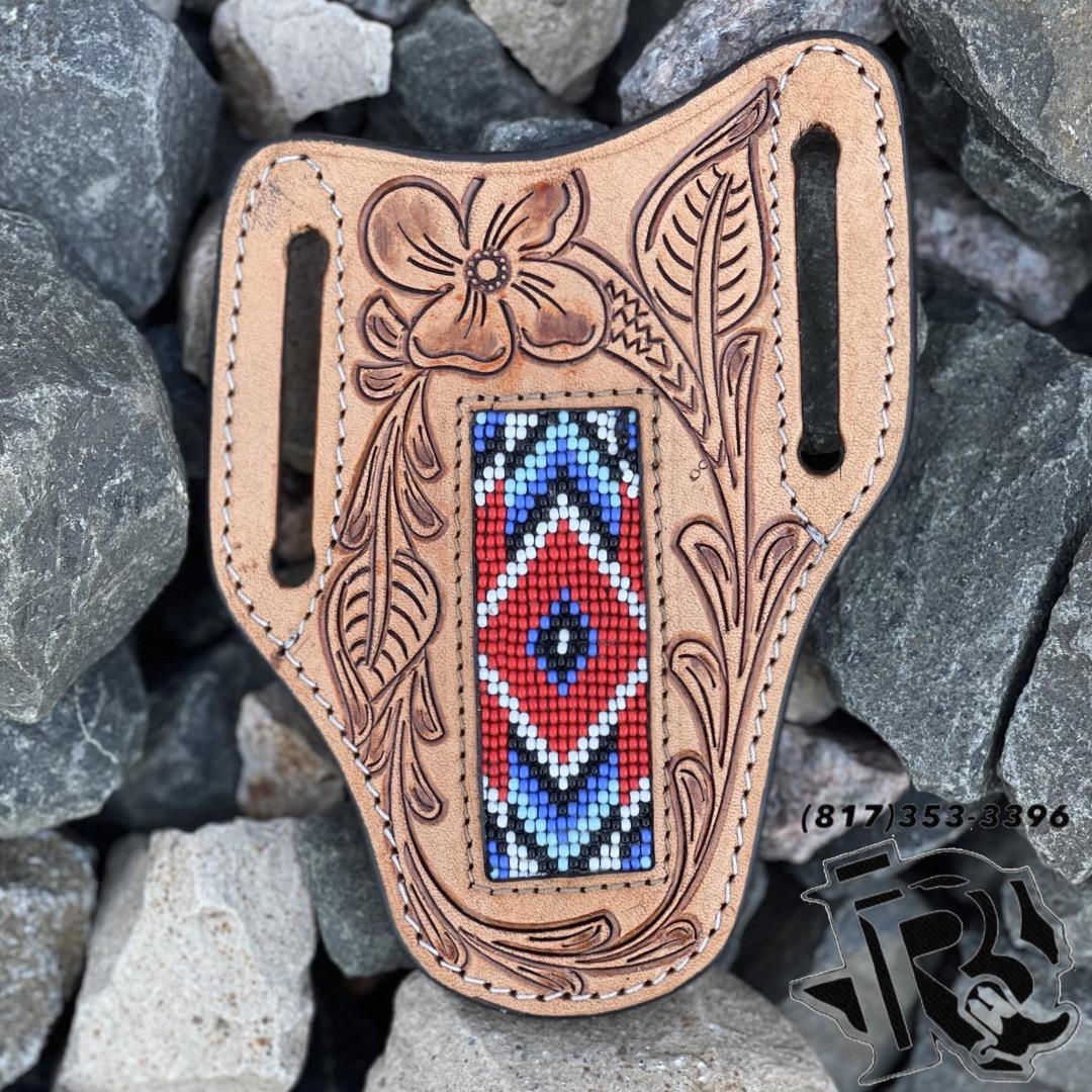 “ JOSEPH “ | MEN KNIFE SHEATH TOOLED LEATHER BEADED