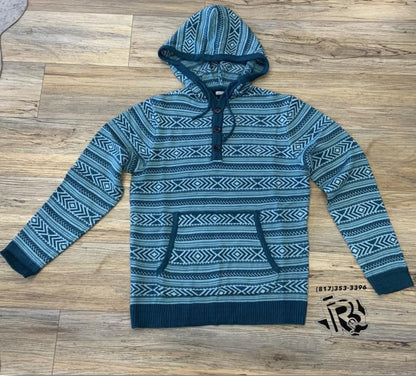 ROCK & ROLL MENS SWEATER HOODIE TEAL |BM94T02086