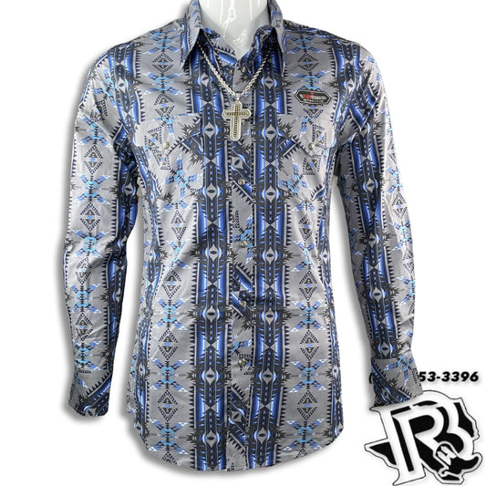 “ Austin “ | ROCK & ROLL AZTEC POPLIN PRINT BLUE RRMSOSRZ7Y