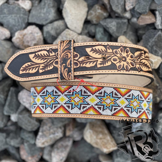 “ SHAN “ | MEN WESTERN BELT MULTI COLOR BEADED 2 INCH BELT