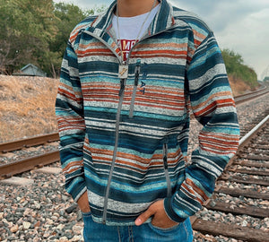 Cinch men's navy with rust best sale serape sweater knit pullover jacke