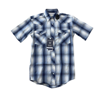 MENS ROCK & ROLL SHORT SLEEVE TECH BLUE SHIRT | RMN5S03823