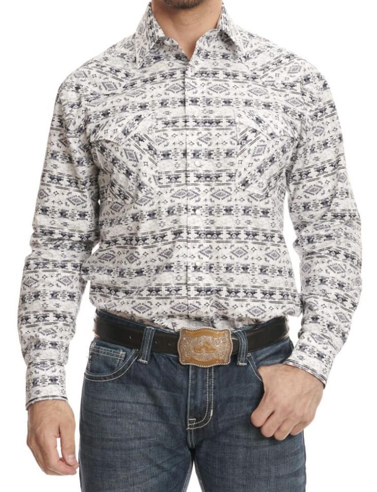 Panhandle Men's Rough Grey Black & White Aztec Stripe | RMN2S02223