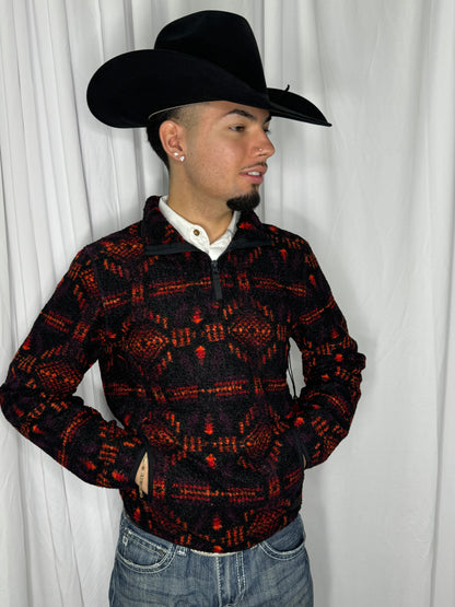 “ Jason “ | MENS R0CK & ROLL RED PRINTED BERBER AZTEC PULLOVER RED BM91C05552