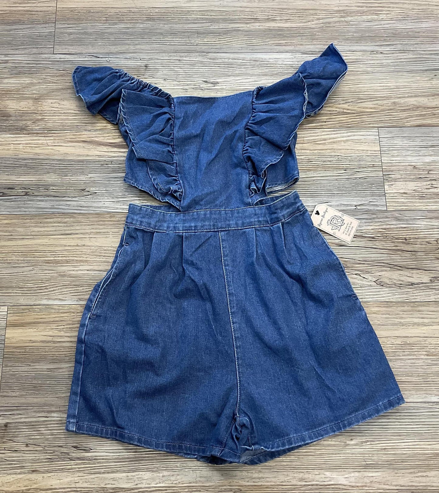 HEATHER DENIM ROMPER SHORTS