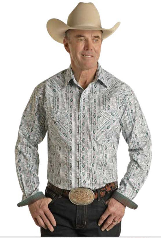 PANHANDLE MENS LONG SLEEVE SNAP TURQUOISE SHIRT | RMN2S02802