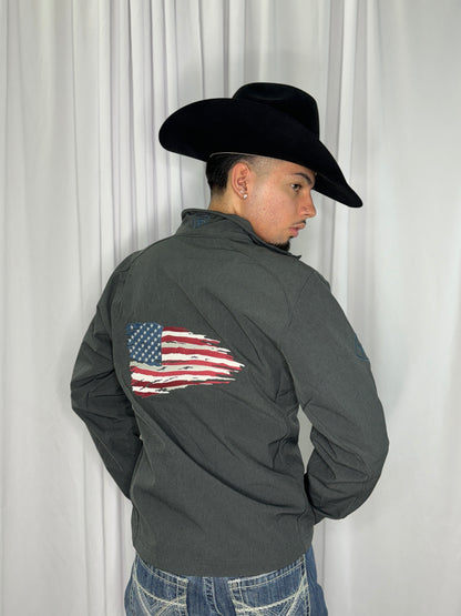 “ Gabriel “ |  MEN'S ARIAT USA FLAG GREY SOFTSHELL OUTERWEAR  10041439