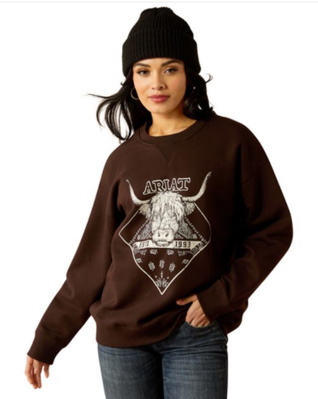 WOMENS TAURUS OVERSIZED CREW BROWN SWEATSHIRT |10053960