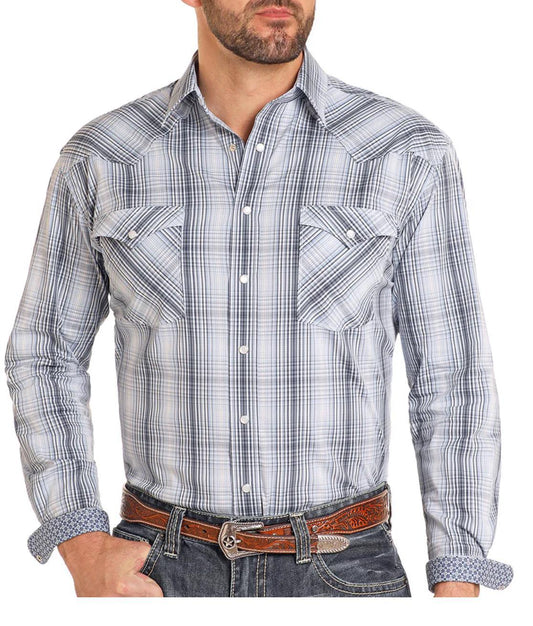 MENS PANHANDLE LONG SLEEVE BLUE SHIRT| RMN2S04585