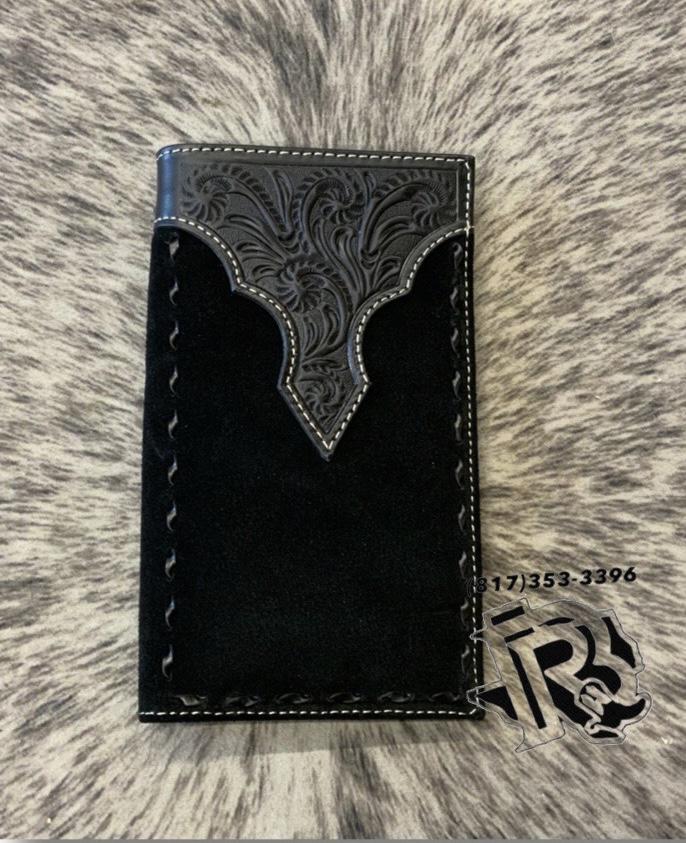 Nocona Western Wallet Mens Roughout Buck Lace Rodeo Black | N500044001